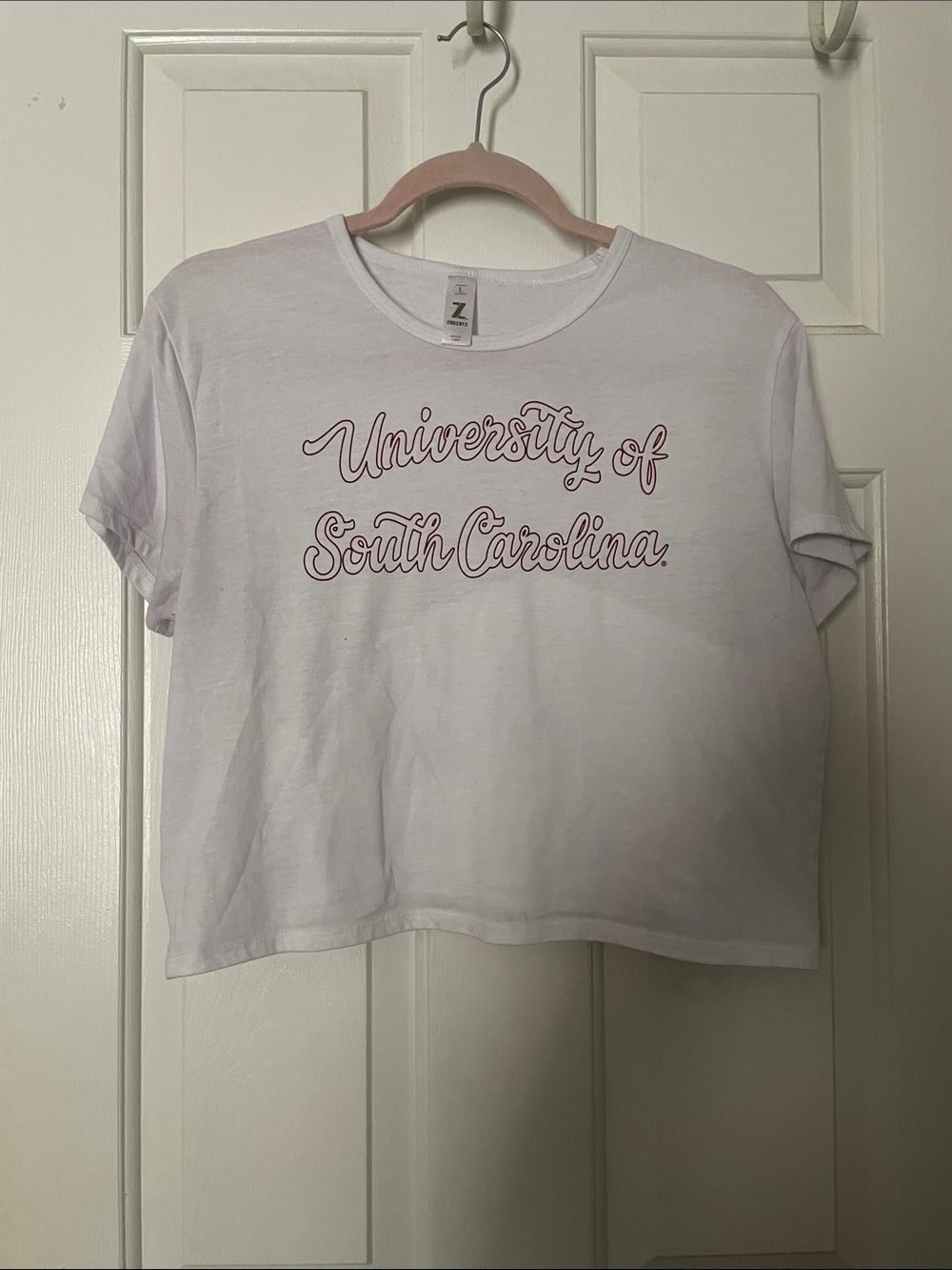 University of South Carolina White Script Crop Top